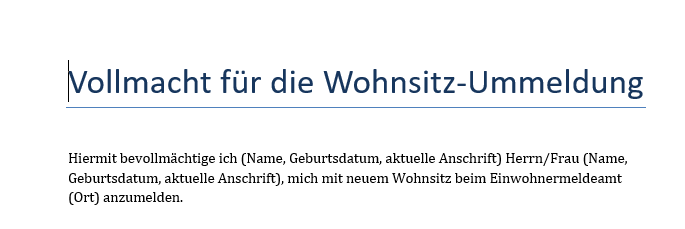 Vollmacht für die Wohnsitz-Ummeldung: Alles was Sie wissen müssen